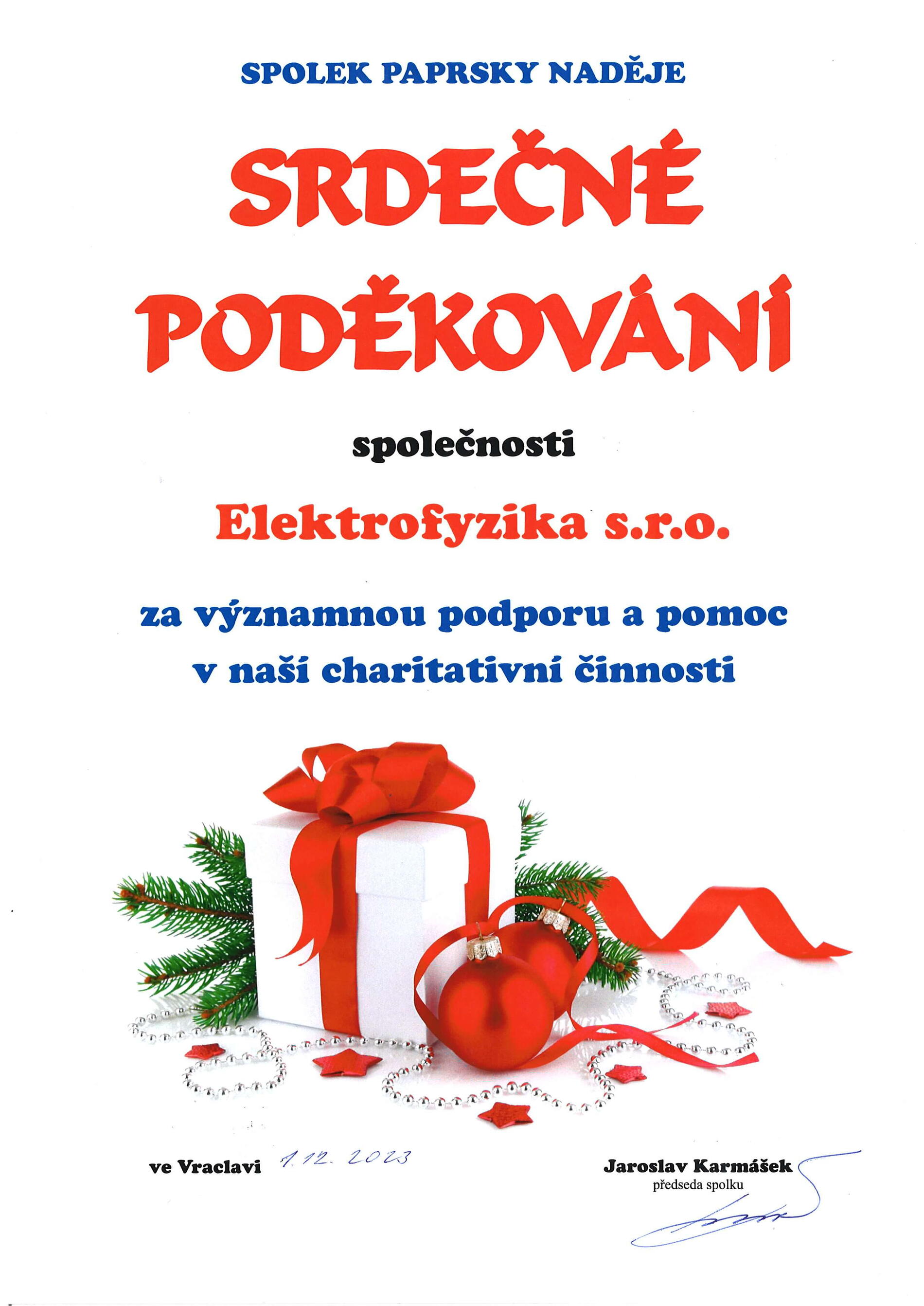 Příspěvek spolku Paprsky naděje na pomoc a podporu ZTP osob