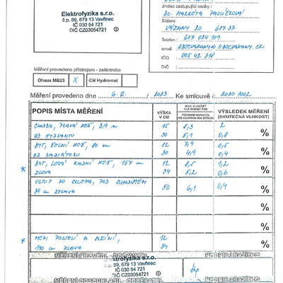 Izolace proti vzlínající vlhkosti v domě pro seniory - Protokol#1