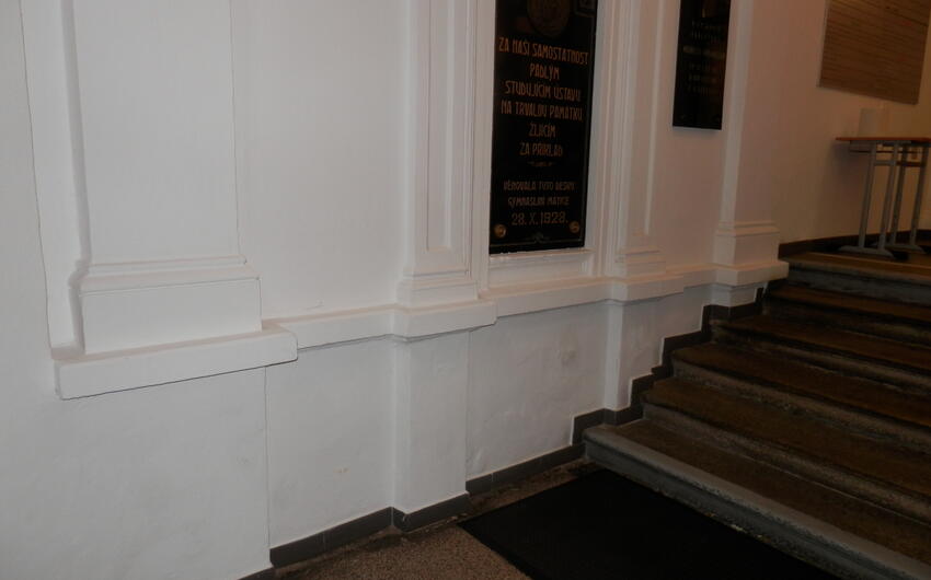 Removal of moisture and wet stains on the walls of a grammar school in Třebíč - #8